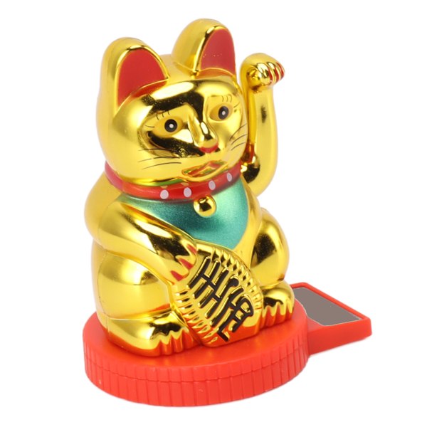 Solcelledrevet vinkende arm katt ornament velkommen vinkende hånd pote opp rikdom formue heldig katt for formue penger lykke gull