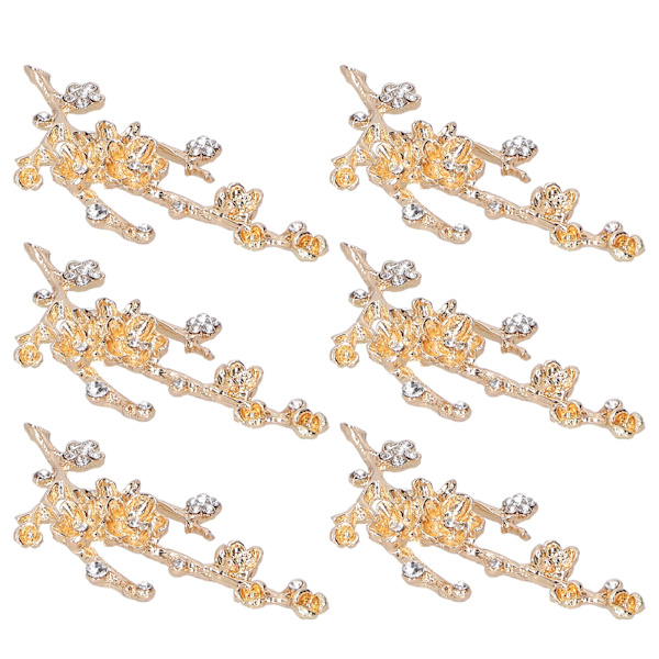 6 st blomformade broscher DIY strassbrosch nål för skor kläder smycken dekoration vit strass plommonblomma gren