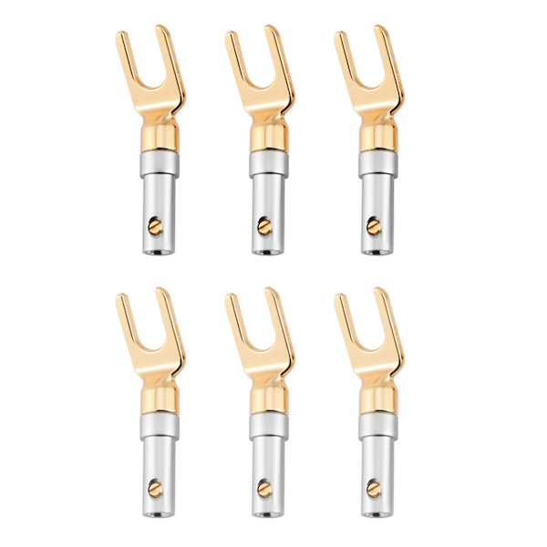 6 kpl kullattu 4 mm banaani U Fork Y Spade Plug Kaiutin johdinliitin ruuvityyppinen juotevapaa