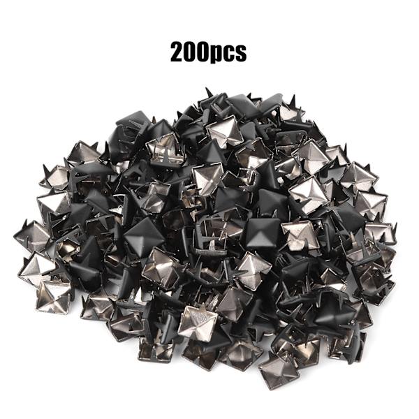 200 stk firkantede nagler i metall, stilige DIY-sko, vesker, hatter, dekorasjonstilbehør, 9 mm, matt svart