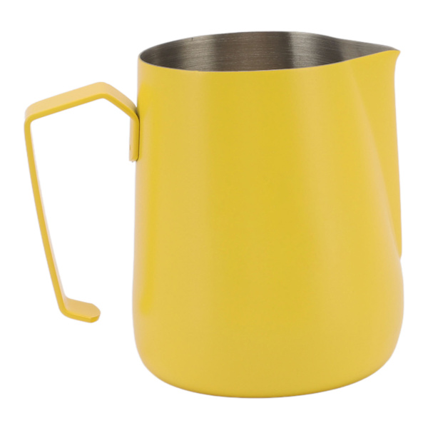 450 ml mjölkskummare i rostfritt stål 304, mjölkskummare för kaffebarer och hem, gul