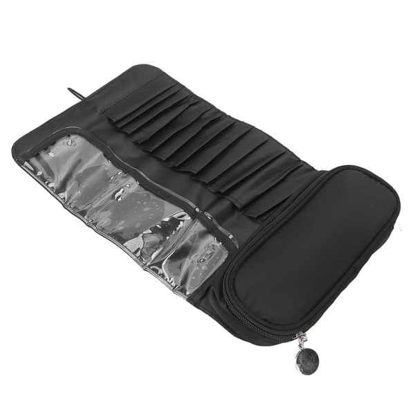 Makeup Opbevaringstaske Foldbare Børster Organiser Støvtæt Stor Kapacitet Kosmetik Rejsetaske Sort