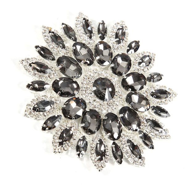 Kristallglas Rhinestones Dekoration DIY Kläder Tillbehör (Transparent grå Silver Base)