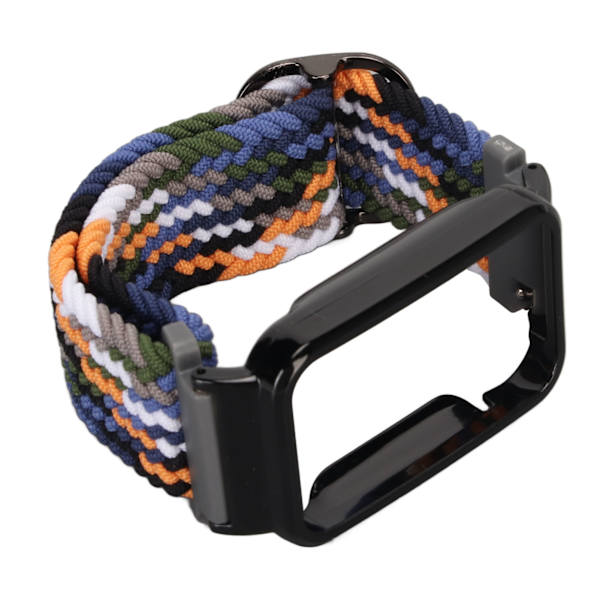 Stretch nylon flätad watch med skyddande stötfångare Case Passar för Mi Band 7 Pro Denim och svart case