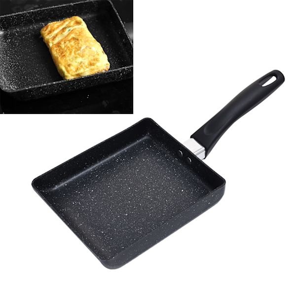 Mini stegepande sort husholdning bærbar japansk stil æg stegepande rektangulær mini omeletpande 13x18cm