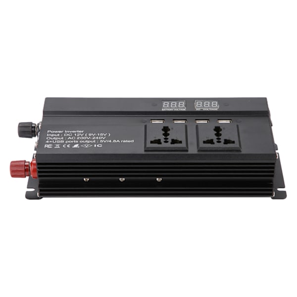 DC 12V til 220-240V 1200W / 3000W Auto Spændingstransformator Inverter Konverter Biloplader EU Stik