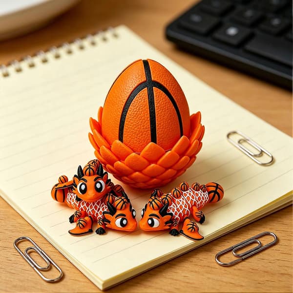 3D-printed Dragon Egg Toy with Hidden Dragon Figure, Collectible