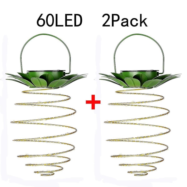 Solar Ananas hängande lyktor 60 LED-lampor för trädbalkongfestdekor - paket med 2