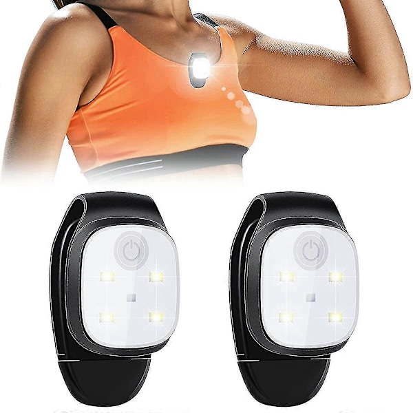 Reflekterende USB Genopladeligt LED Lys Løbeudstyr - 2 stk. Udendørs Nat Clip Lys