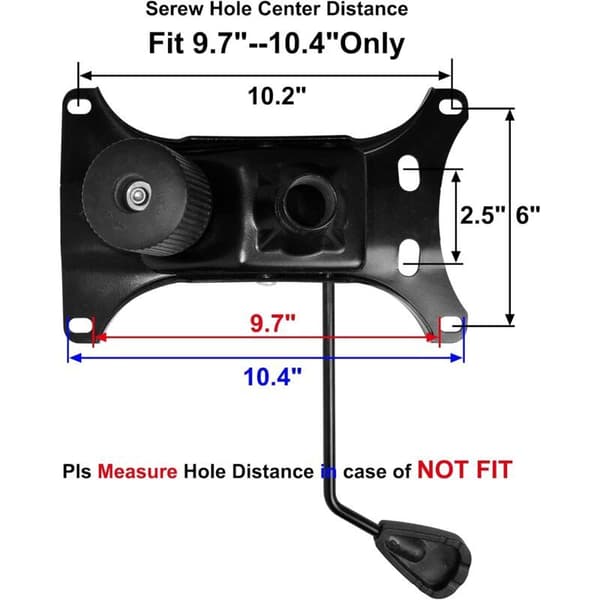 Erstatningsvippemekanisme for kraftig 136 kg kontorstol, vippekontrollmekanisme med 15,2 x 26,9 cm monteringshull, kontorstolbase