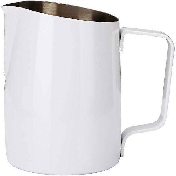 Espresso Mælkeskummer Rustfrit Stål, Kaffe Latte Art Kop 420ML Hvid