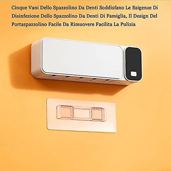 Anti-UV Tandborste för Badrum, Väggmonterad Sterilisator, 1200mAh Laddning, Stoppurfunktion, Tandborsteorganisatör