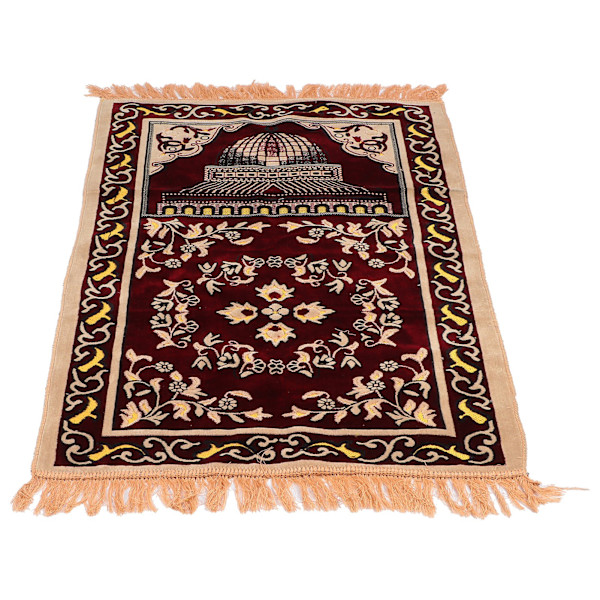 Muslimilainen rukousmatto polypropeenikuidusta, kannettava, hieno kukkakuvio, etninen rukousmatto (110x70cm / 43,3x27,6in) Punainen