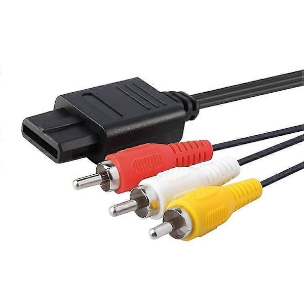 Komposittkabel, Stereo Audio Video AV RCA Strømkabel for Gamecube/NGC/64/N64/SNES (1 stk 1.75m/5.8ft)