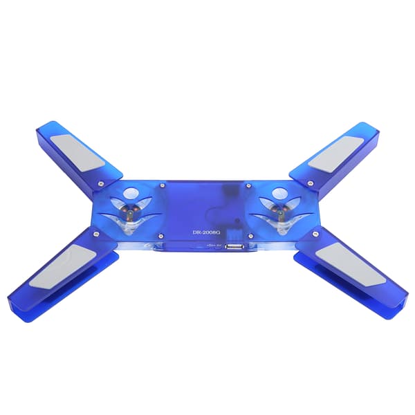 Kylplatta för bärbar dator, hopfällbar, bärbar USB, dubbla fläktar, transparent LED blått ljus DR‑2008G