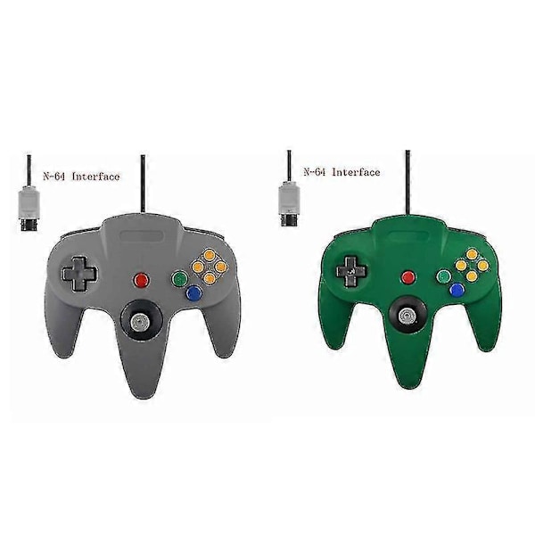 2-pak Klassisk Kablet N64 Controller Retro Spil 64-bit Gamepad Joystick Erstatning 222 stk