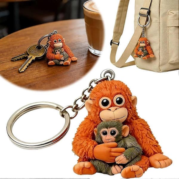 Protect Punch The Monkey Keychain, 3D Backpack Handbag Hanging Keychain style2