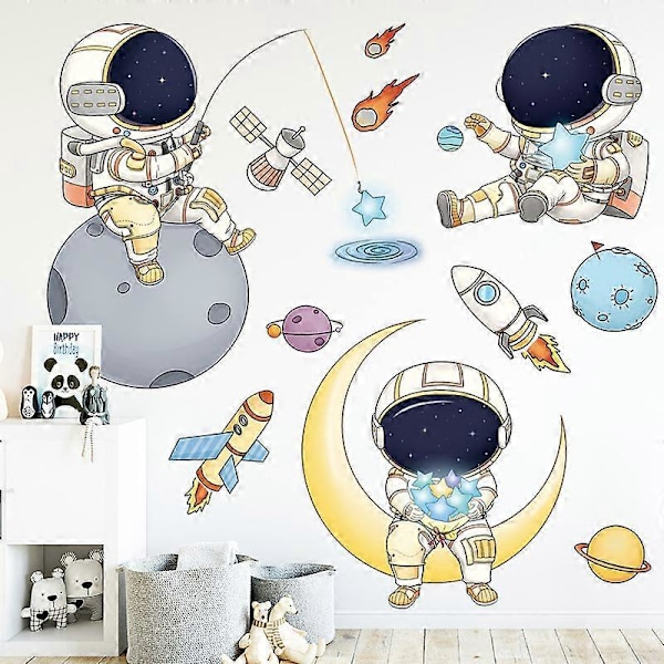 Astronautti seinätarrojen setti seinäkoristeeksi olohuoneeseen makuuhuoneeseen keittiöön toimistoon