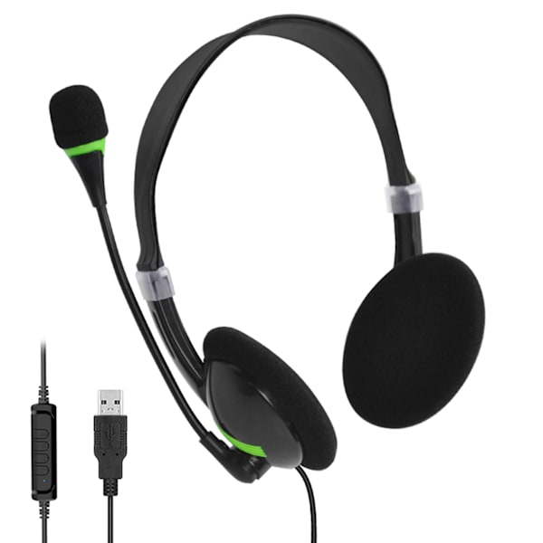 USB-headset med mikrofon, støjreducerende computerheadset til erhvervskaldcenter og kontor