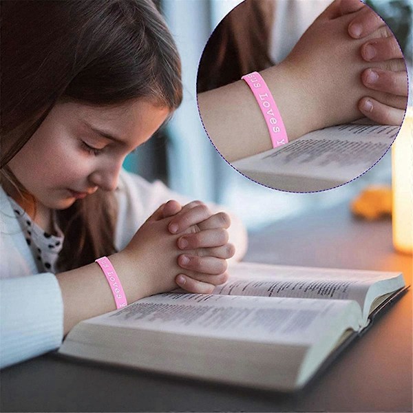 36 kpl Jeesus rakastaa sinua silikonirannekkeita, värikkäitä kumirannekkeita