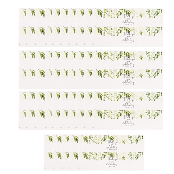 70Pcs Wedding Water Bottle Label Waterproof Flower Green Plant Pattern Wedding Bridal Shower Bottle Wraps for Party HM220516001