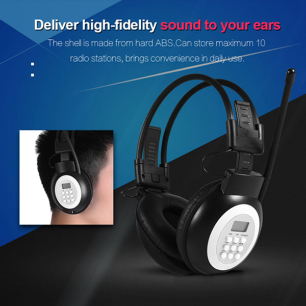 Over Ear Foldbare trådløse hovedtelefoner Støjreducerende HiFi Headset FM-radio med LCD