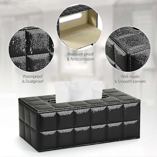 Rektangulär Tissue Box i Läder (svart)_SZXM