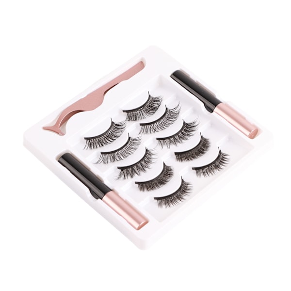 5 par magnetiska eyeliner fransar kit återanvändbara 3D vattentäta lätta latexfria magnetism fransar med applikator