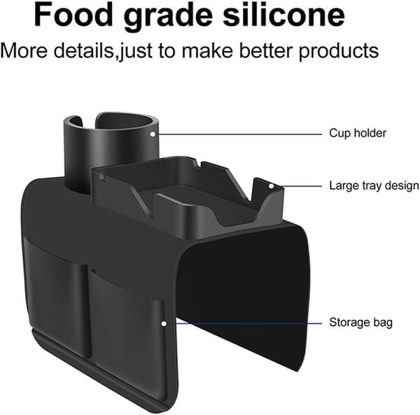 Silicone Sofa Cup Holder with Side Pockets, for Sofa Armrest, Recliner, Remote Control and Mobile Phone Organizer.