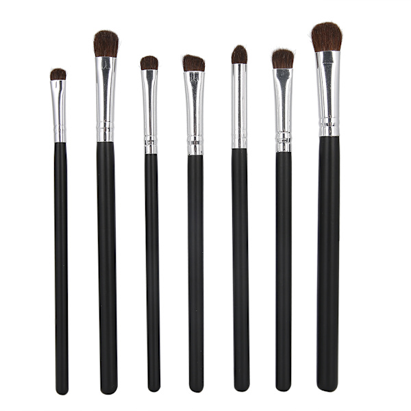 7 stk Make Up Brushes Set Cosmetic Foundation Powder Blush Concealers Øjenskyggebørster Sort og Sølv