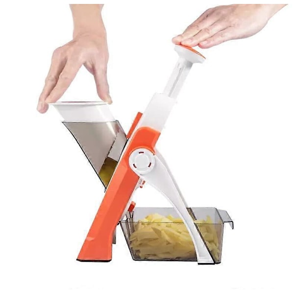 Safe Slice Grönsakshackare med Skivare, Tärnare, Julienne & Multi Chip Storleks Skärfunktioner (Orange)