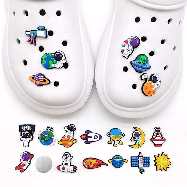 Sarjakuva Astronaut- set – 20 osaa tee-se-itse-koristeluun, juhliin ja rei'itetyihin kenkiin