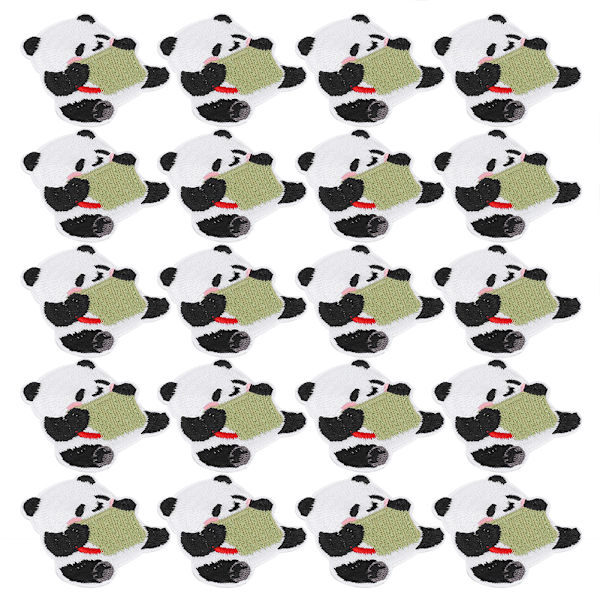 20 stk. Panda-patches, broderi, klæbemærker i stof, farve, håndlavet, gør-det-selv, strygemærkat