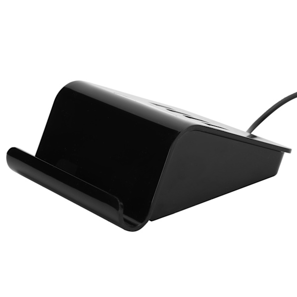 4-portars USB-hubb splitter strömadapter med telefonhållare för Android/IOS mobiltelefon bärbar dator svart