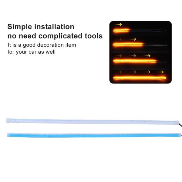 2 stk LED kjørelys sekvensiell fleksibel blinklysstripe 60 cm / 23,6 tommer