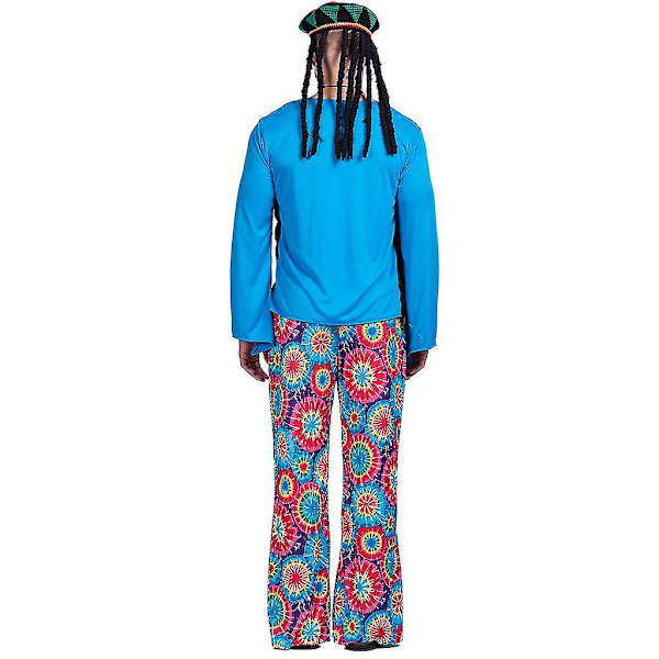 Retro Blå Hippie Disco Outfit - 1960s/1970s Hippie Kostym för Vuxna L Kvinnor