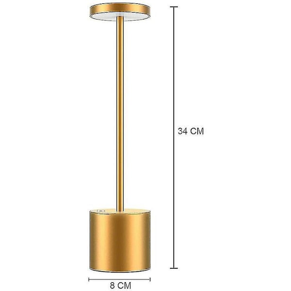 Trådløs bordlampe, 3600 mAh oppladbart batteri, 2 lysstyrkenivåer, metall nattbordslampe, for Livi
