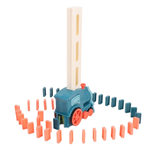 Domino-tog med lyd og lys forbedrer kreativiteten Automatisk domino-stable-spil til børn Blå