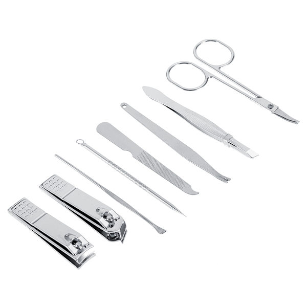 8 st nagelsaxar i rostfritt stål Cutter Clippers Set Fingernagel tånagel (svart)