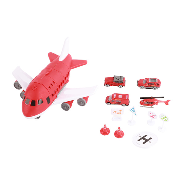 Flygplan Leksak Set DIY Montering Transportplan Lastmodell Leksak med Helikopter Billeksak Röd