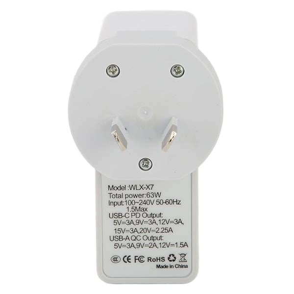 USB C seinälaturi PD QC 3.0 2 portin pikalaturilohko AC100-240V painikkeella näytön kannettava laturi US-pistoke AU-sovittimella