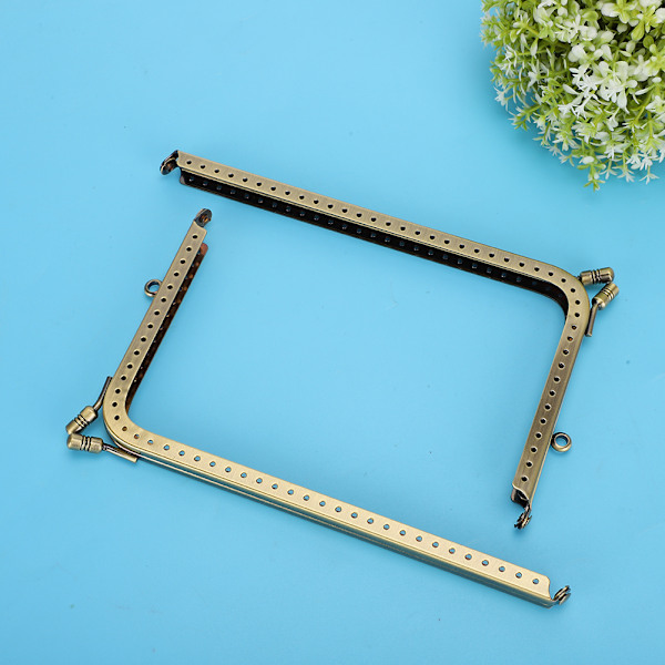 2 stk. Metalpungramme Taske Lås Lås Skræddersy DIY Tilbehør Legering L-formet Glat 18,5 cm
