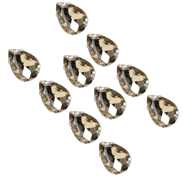 10 stk sy på rhinestones krystaller skinnende knapper dekorasjon for DIY håndverk klær sko vesker (0,71 x 0,75 tommer lysebrun dråpeformet)