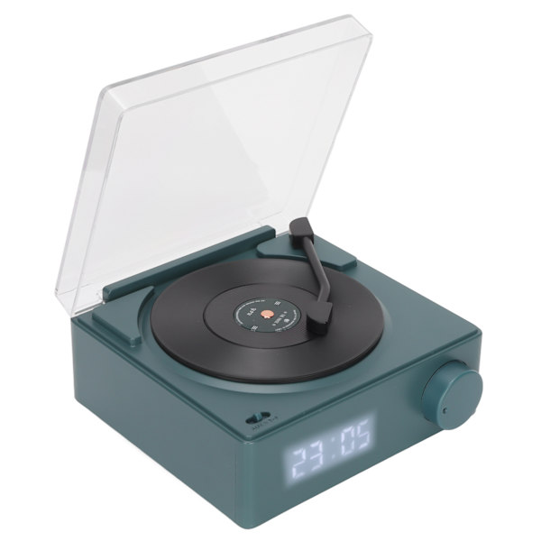 X11 Bluetooth Väckarklocka högtalare 360 ​​graders stereoljud Retro Roterande Vinyl Skiva Väckarklocka Högtalare DC 5V1A Svartgrön
