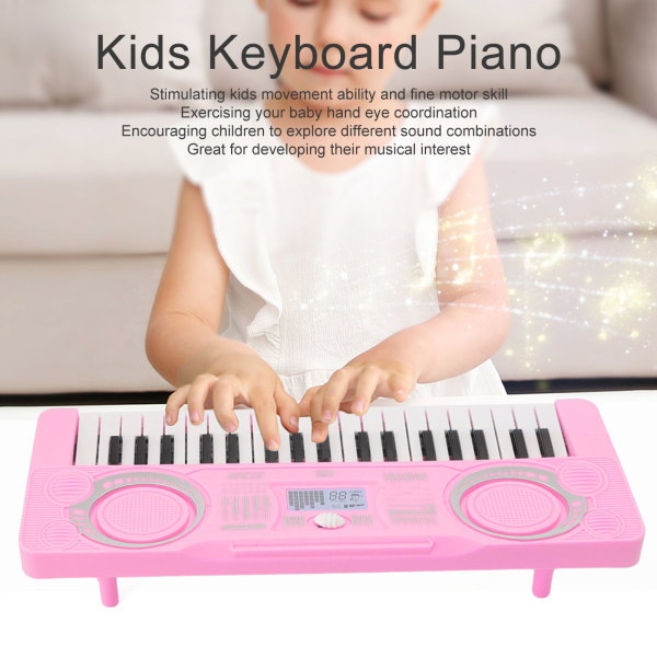 37-key pink musikalsk keyboardlegetøj til børn - Forbedr hånd-øje-koordination og musikalsk uddannelse Pink