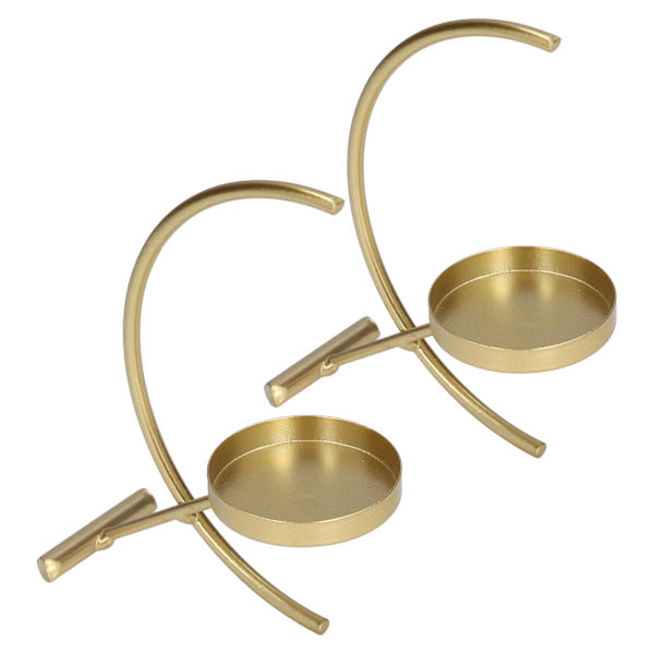 2 stk. Guld Lysestage Robust Holdbar Jern Enkel Elegant Stil Bred Anvendelse Votive Lysestage