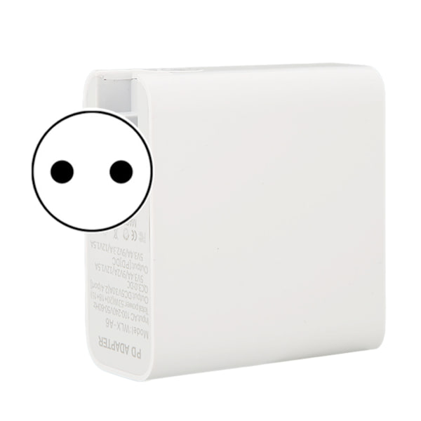 WLX A6 USB C vægadapter 53W 4 USB opladningsport QC 3.0 PD 20W hurtig vægadapter til iPhone tablet øretelefon 100-240V EU-stik