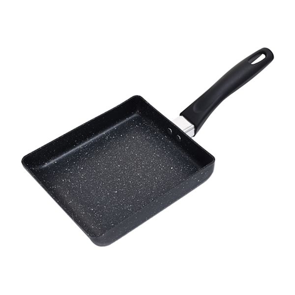 Mini stegepande sort husholdning bærbar japansk stil æg stegepande rektangulær mini omeletpande 13x18cm