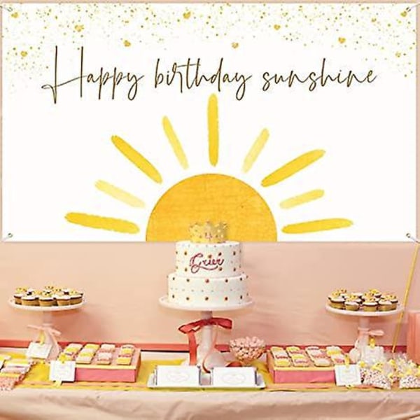Sol Grattis på födelsedagen Bakgrund Banner Första Resan Runt Solen Väggdekor Tema Sol Dämpad Födelsedagsfest Bakgrund Dekorationstillbehör för B