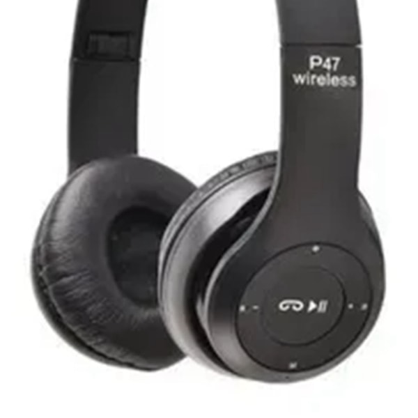 P47 Bluetooth Headset Multifunktion Djup Bas Brusreducering Vikbara trådlösa sporthörlurar för hemmakontor Resor Svart